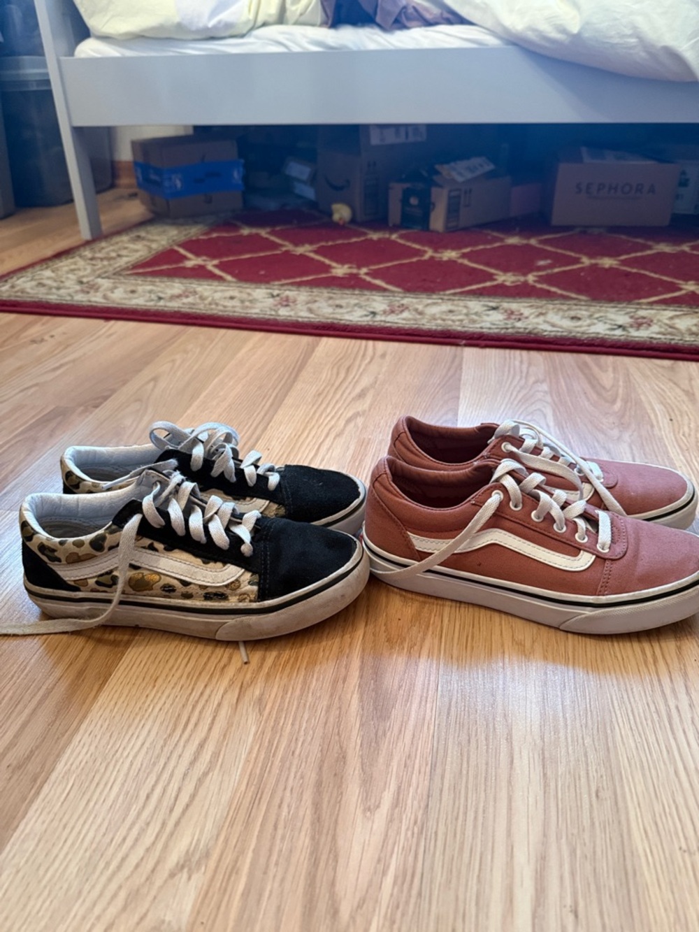 Vans Kids Old Skool Sneakers - Pink and Black with Cheetah sizes 2.5